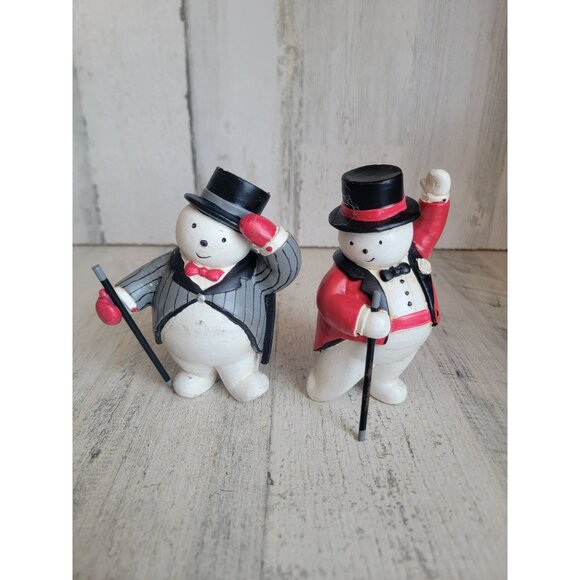 Snowman cane top hat fancy set ornament Xmas - Picture 1 of 8